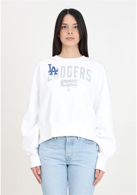 White women's crewneck sweatshirt with LA DOOGERS team print NIKE | 01D7-007P-LD-Q2MWHITE/RUSH BLUE